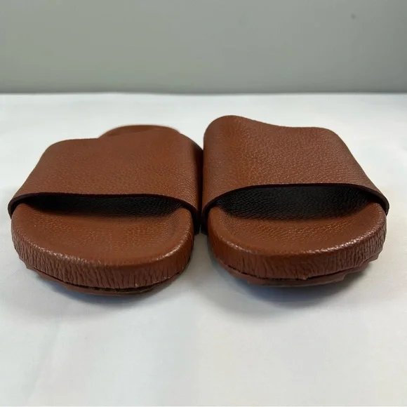 Anthropologie Pebbled Brown Leather Kimbra Slide Sandals Women's Size 11 - Picture 3 of 9